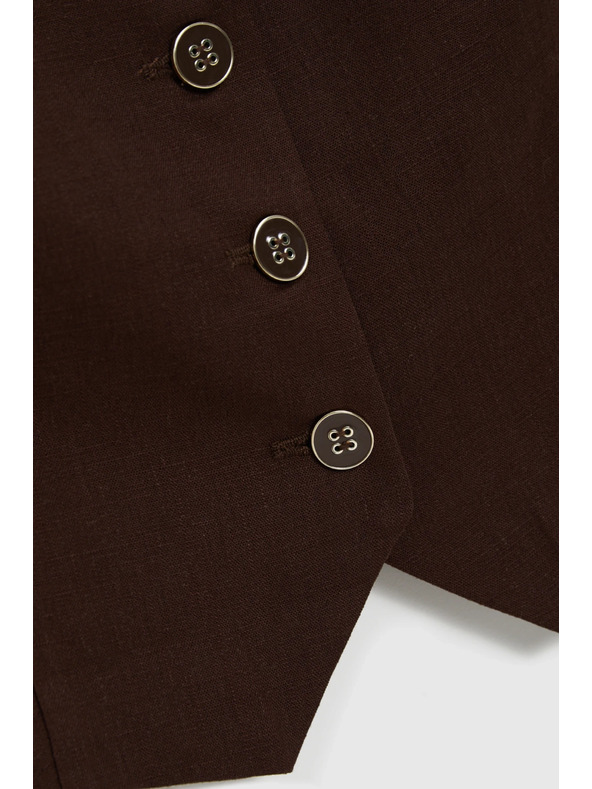 Moodo Vesta s prímiešaninou ľanu hnedá Moodo