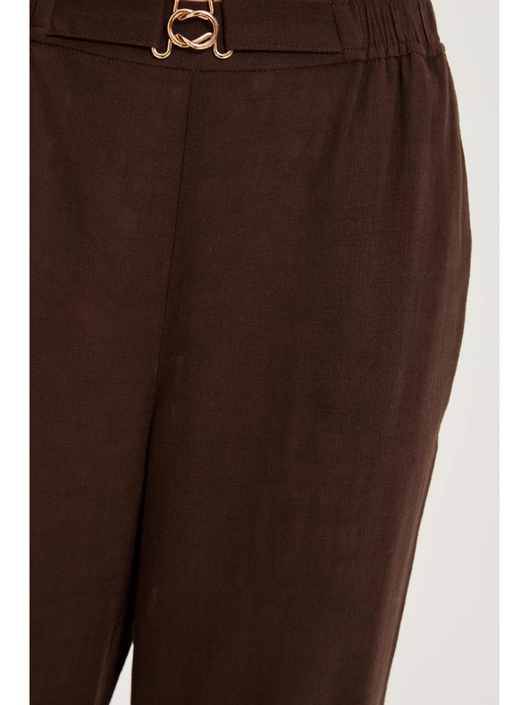 Moodo Nohavice s prímiešaninou ľanu hnedé Moodo