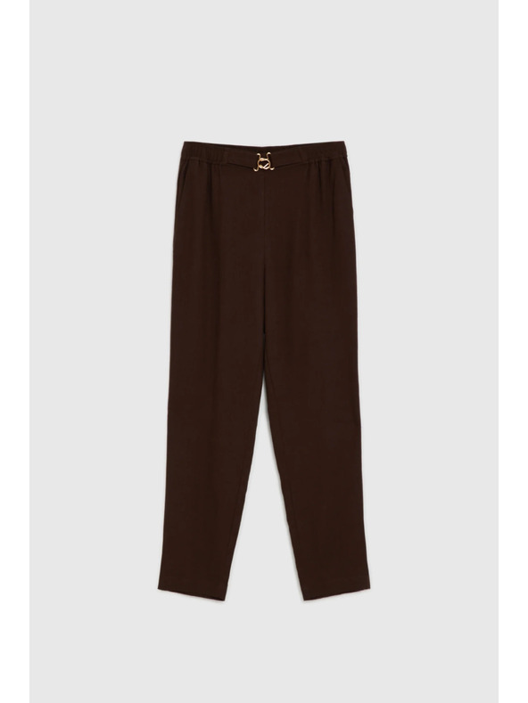 Moodo Nohavice s prímiešaninou ľanu hnedé Moodo
