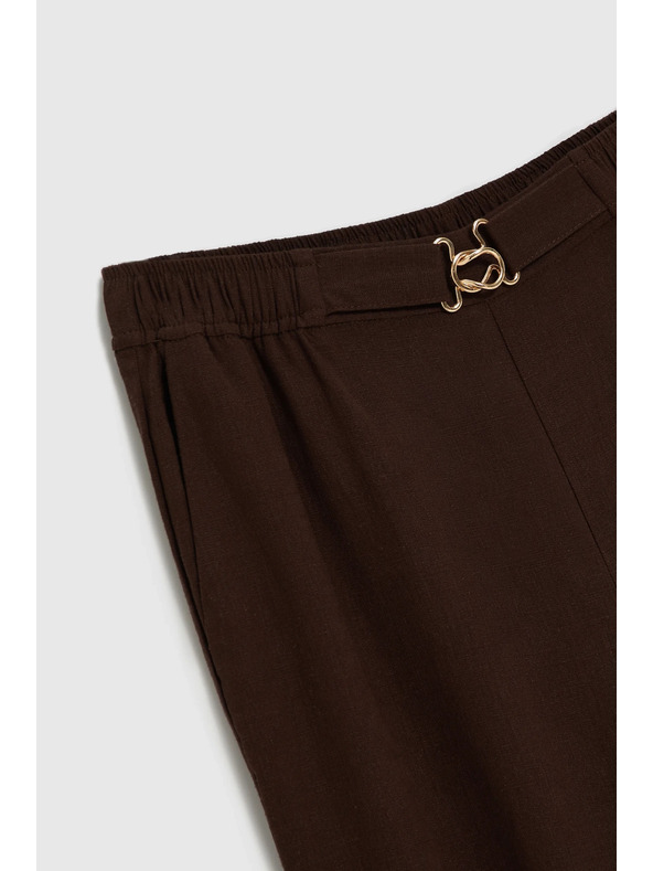 Moodo Nohavice s prímiešaninou ľanu hnedé Moodo