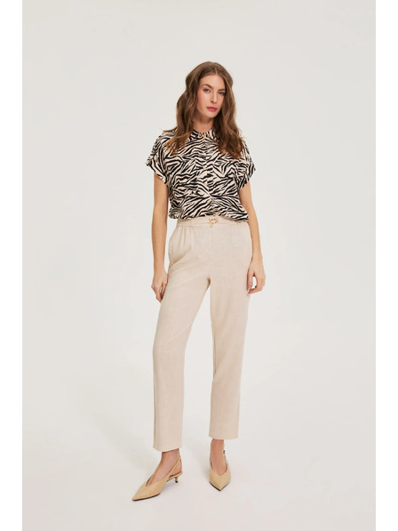 Moodo Nohavice s prímiešaninou ľanu béžové Moodo