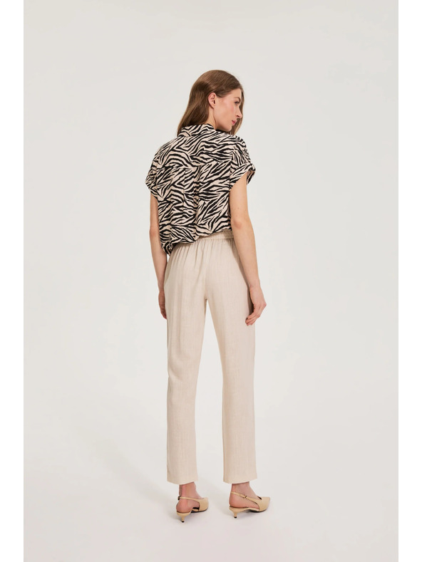 Moodo Nohavice s prímiešaninou ľanu béžové Moodo