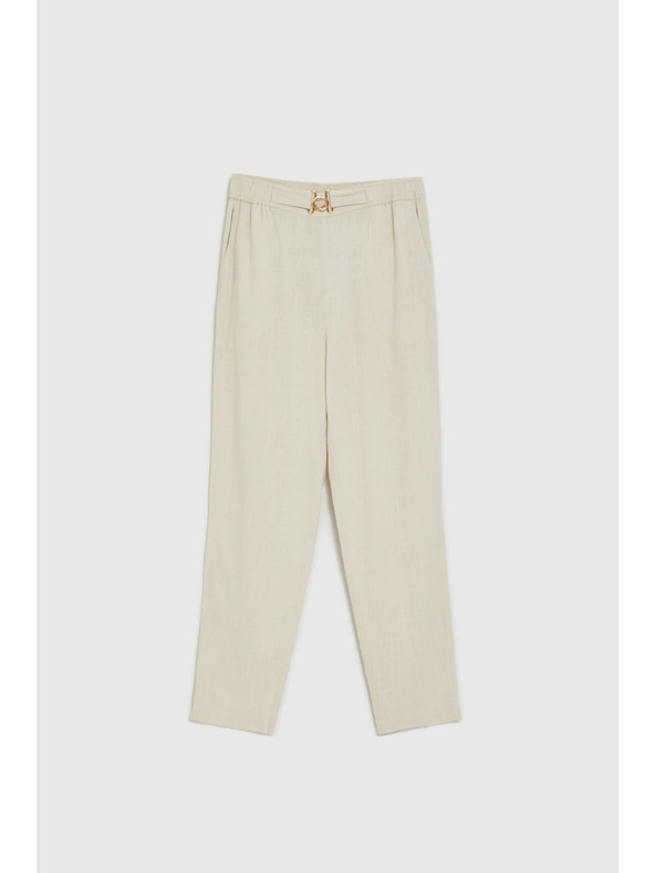 Moodo Nohavice s prímiešaninou ľanu béžové Moodo
