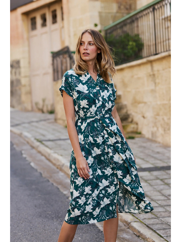 Moodo Šaty z viskózy zelené Moodo