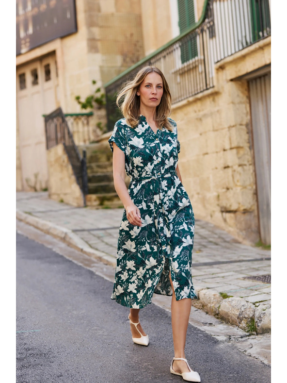 Moodo Šaty z viskózy zelené Moodo