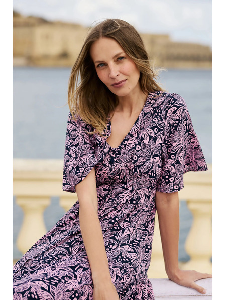 Moodo Praktické šaty z viskózy tmavomodré Moodo