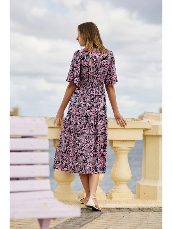 Moodo Praktické šaty z viskózy tmavomodré Moodo