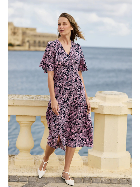 Moodo Praktické šaty z viskózy tmavomodré Moodo