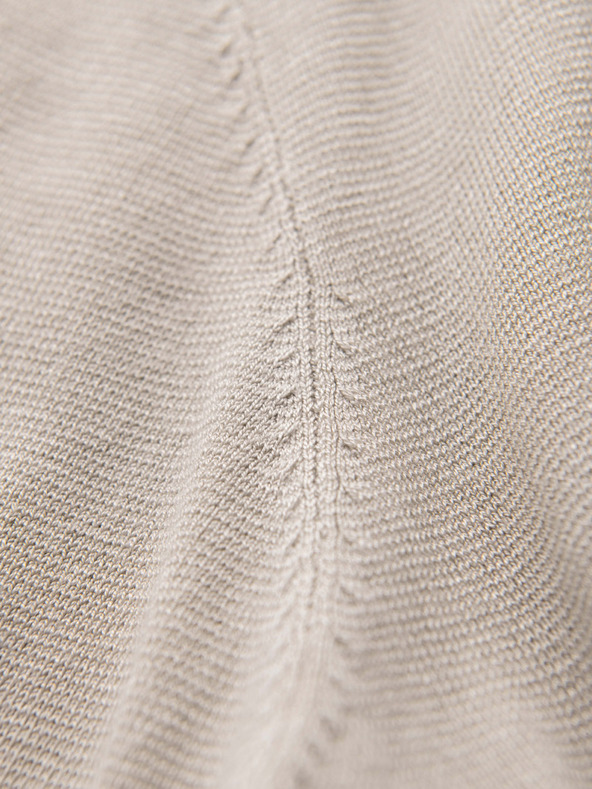 Ombre Clothing Pánsky sveter s okrúhlym výstrihom z elastického úpletu s klasickou väzbou - béžový V3 OM-SWSW-0183 Ombre Clothing