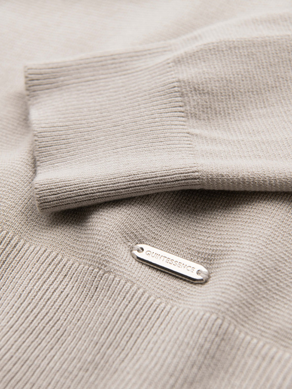 Ombre Clothing Pánsky sveter s okrúhlym výstrihom z elastického úpletu s klasickou väzbou - béžový V3 OM-SWSW-0183 Ombre Clothing