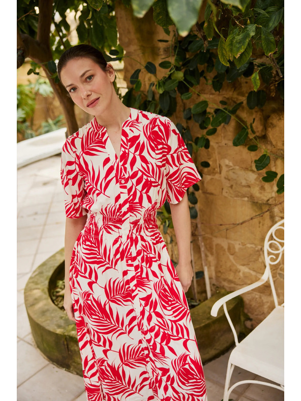 Moodo Viskózové midi šaty červené Moodo