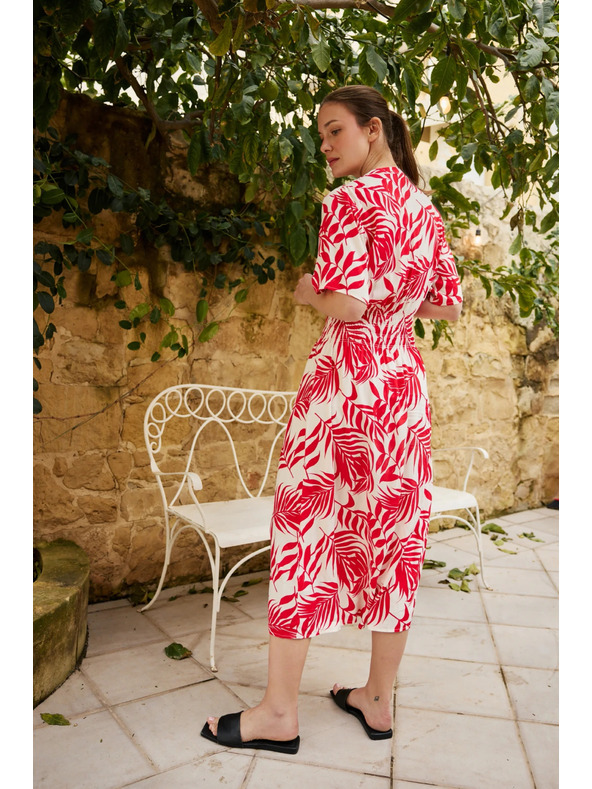 Moodo Viskózové midi šaty červené Moodo