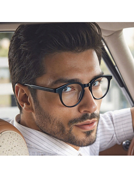 VEYREY VeyRey nerd acetátové slnečné okuliare Phuffy čierna obruč číre sklá