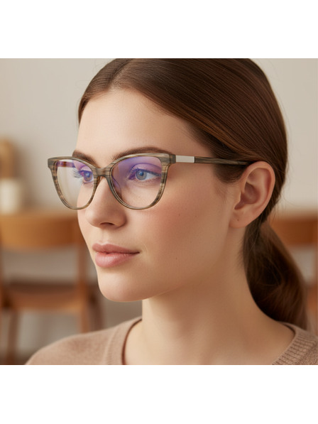 VEYREY VeyRey dámske cat-eye dámske okuliare blokujúce modré svetlo Micrail hnedá obruba čiré sklá