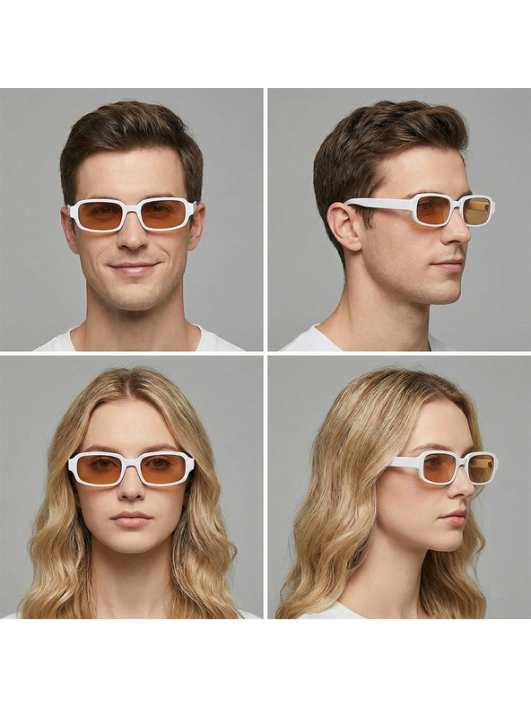 VEYREY VeyRey hranatné slnečné okuliare Nonmock biely rám žlté sklá