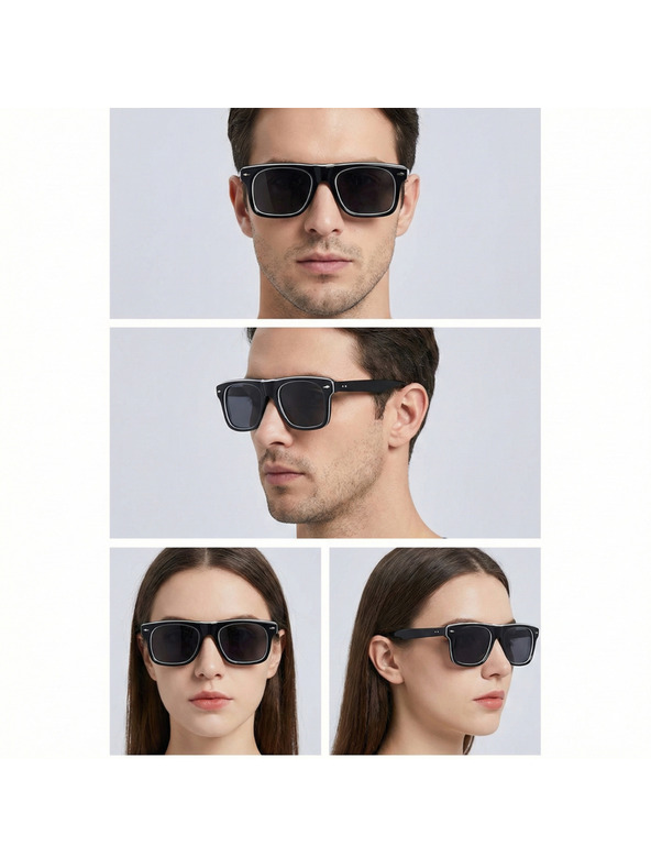 VEYREY VeyRey hranatné acetátové polarizačné slnečné okuliare Crawier čierny rám čierne sklá