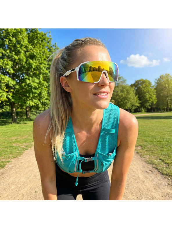 VEYREY VeyRey športové slnečné okuliare Burub biely rám zlaté sklá