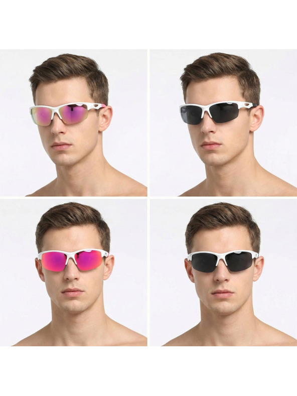 VEYREY VeyRey športové polarizačné slnečné okuliare Blixe biely rám ružové sklá