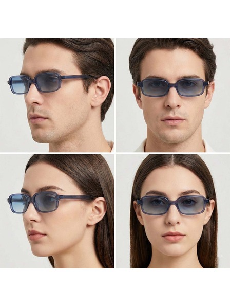 VEYREY VeyRey hranatné acetátové polarizačné slnečné okuliare Ogo modrý rám modré sklá