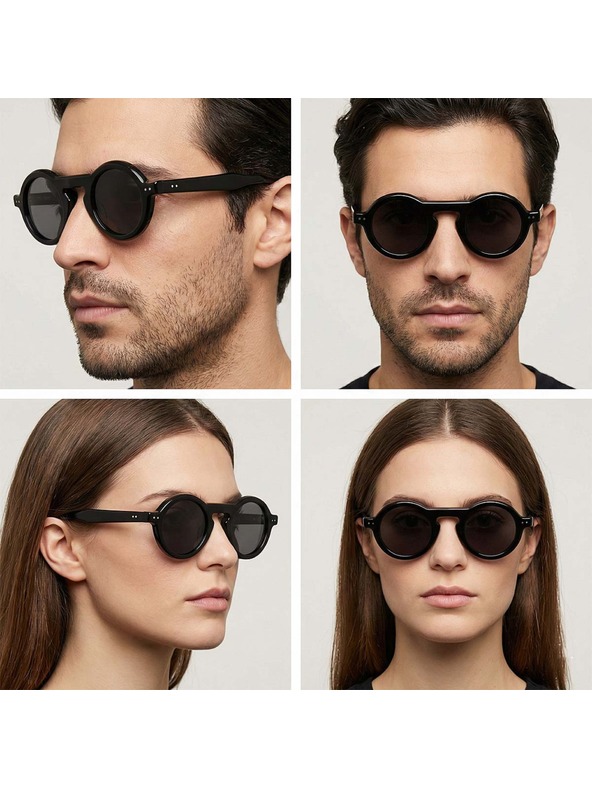 VEYREY VeyRey oválne acetátové polarizačné slnečné okuliare Trozu čierny rám čierne sklá