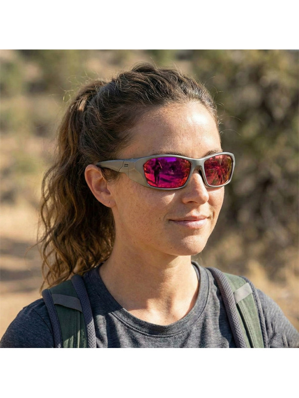 VEYREY VeyRey športové polarizačné slnečné okuliare Borned transparentný rám ružové sklá