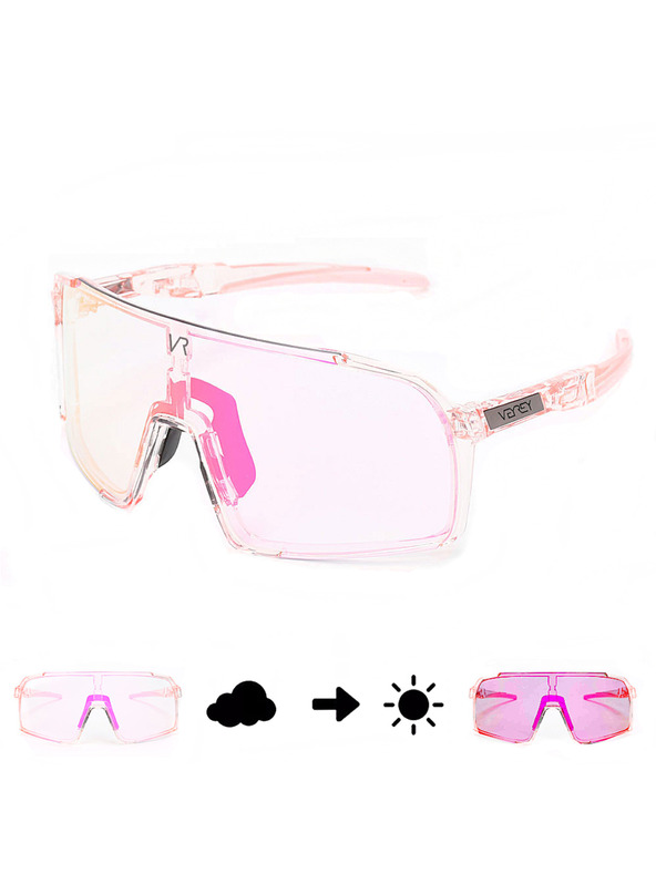 VEYREY VeyRey detské športové fotochromatické slnečné okuliare Wegub transparentná obruba ružová skla