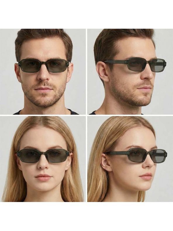 VEYREY VeyRey hranate slnečné okuliare Nonmock transparentná obruba zelená skla