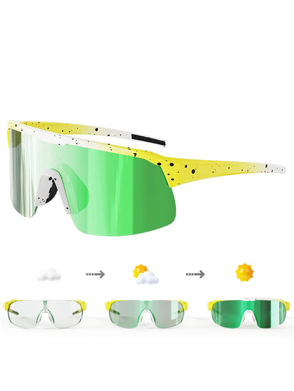 VEYREY VeyRey športové fotochromatické slnečné okuliare Endank žltá obruba zelená skla