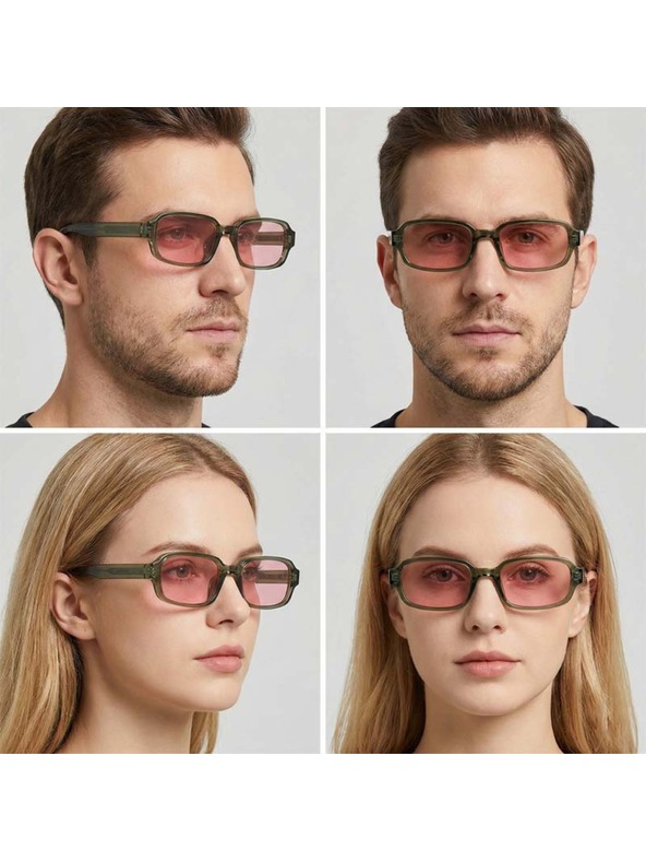 VEYREY VeyRey hranate slnečné okuliare Nonmock zelená obruba ružová skla