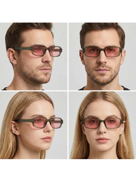 VEYREY VeyRey hranate slnečné okuliare Nonmock zelená obruba ružová skla