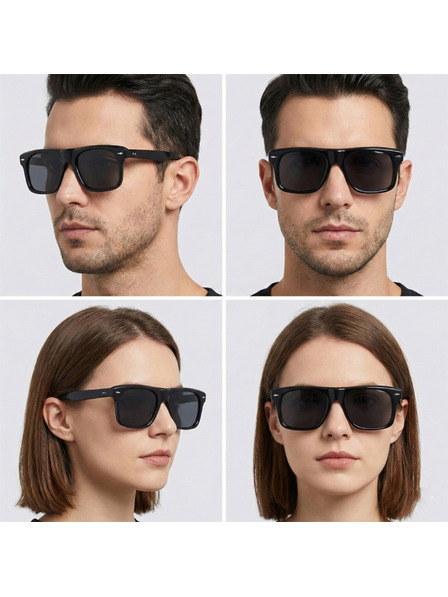 VEYREY VeyRey hranatné acetátové polarizačné slnečné okuliare Crawier čierny rám čierne sklá