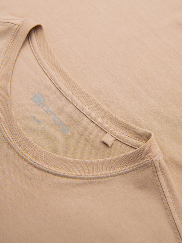 Ombre Clothing Béžové pánske tričko Ombre Clothing