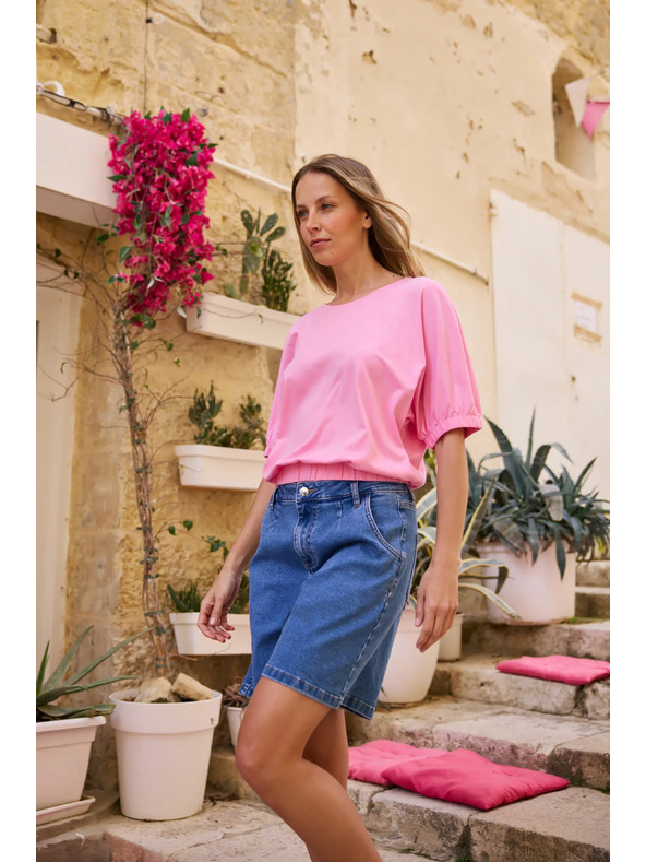 Moodo Blúzka s naduvanými rukávmi ružová Moodo