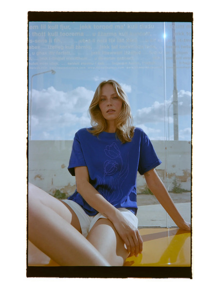 Moodo Blúzka z bavlny modrá Moodo