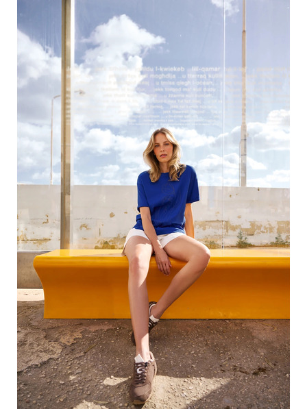 Moodo Blúzka z bavlny modrá Moodo