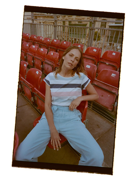 Moodo Tričko s pruhmi modré Moodo