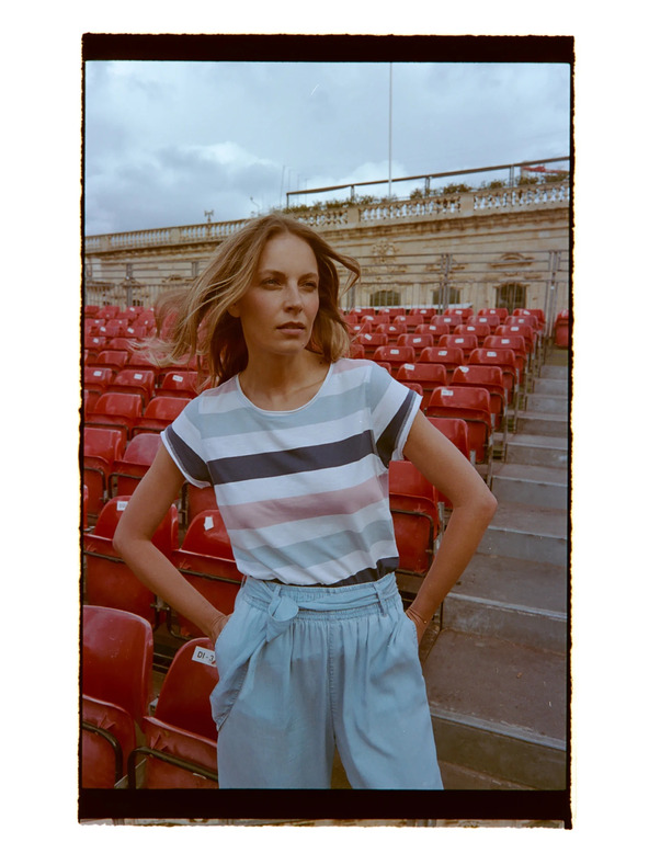 Moodo Tričko s pruhmi modré Moodo