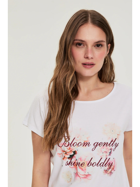 Moodo Bavlnená blúzka s potlačou biela Moodo