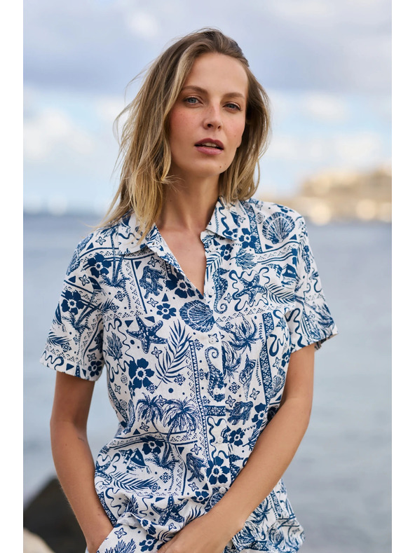 Moodo Vzorovaná košeľa tmavo modrá Moodo