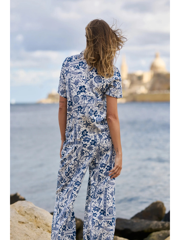 Moodo Vzorovaná košeľa tmavo modrá Moodo