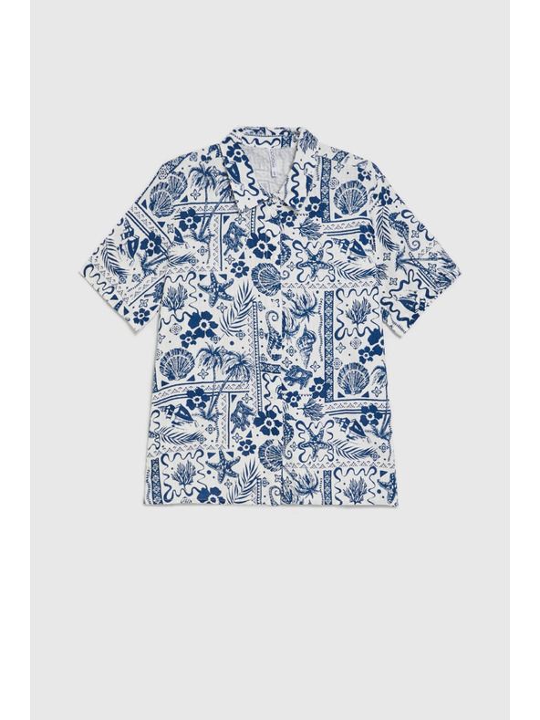 Moodo Vzorovaná košeľa tmavo modrá Moodo