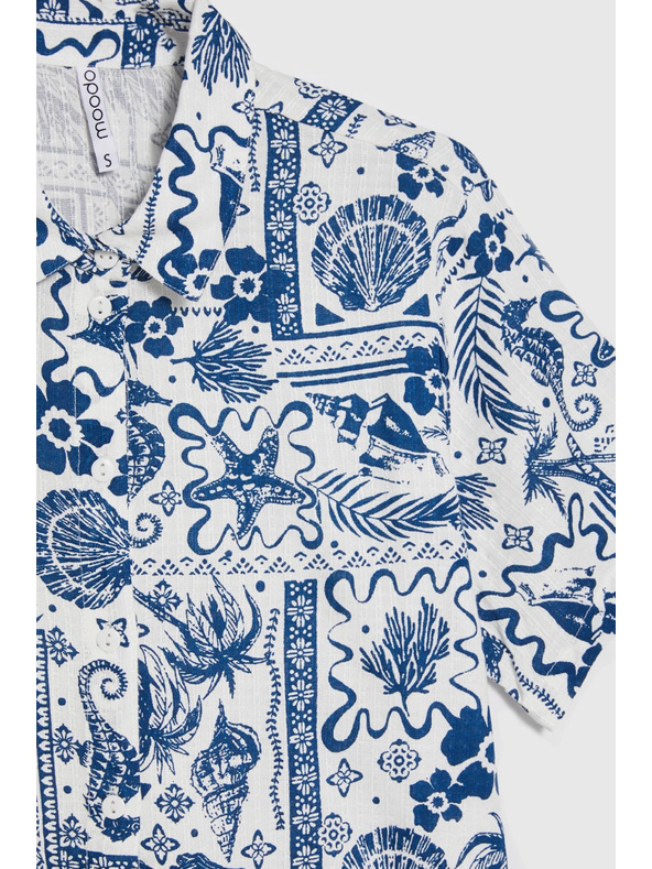 Moodo Vzorovaná košeľa tmavo modrá Moodo