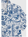Moodo Vzorovaná košeľa tmavo modrá Moodo
