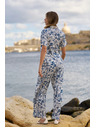 Moodo Nohavice z viskózy s potlačou námorníckej modrej farby Moodo