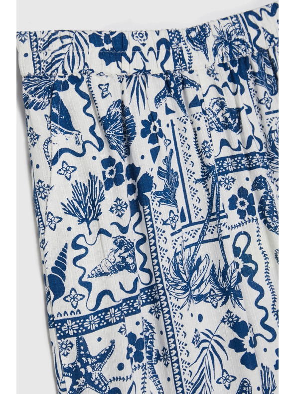 Moodo Nohavice z viskózy s potlačou námorníckej modrej farby Moodo
