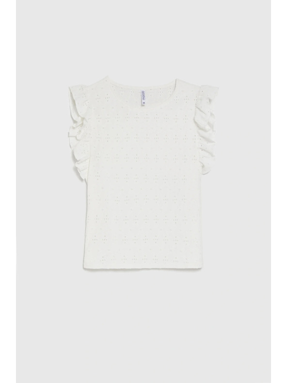 Moodo Blúzka s volánkom na rukávoch biela Moodo