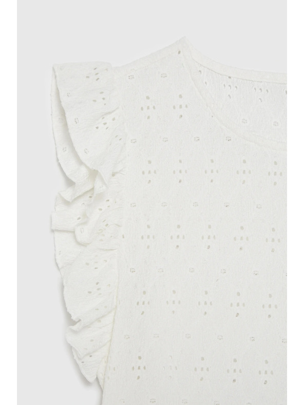 Moodo Blúzka s volánkom na rukávoch biela Moodo