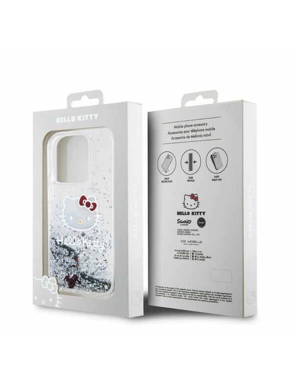 Hello Kitty Hello Kitty Liquid Glitter Electroplating Head Logo Zadný Kryt pre iPhone 13 Pro Transparent
