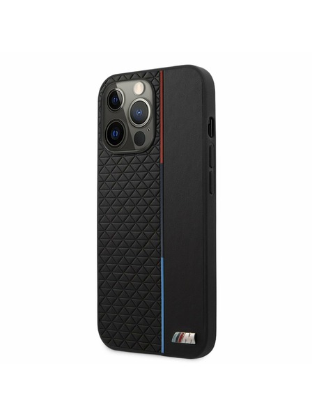 BMW BMW PU Triangles Tricolor Line Zadný Kryt pre iPhone 13 Pro Max Black