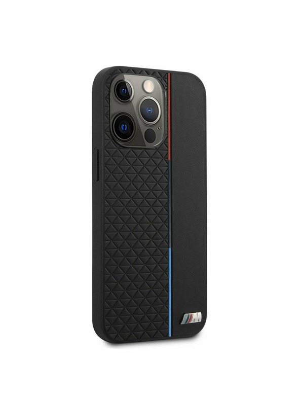 BMW BMW PU Triangles Tricolor Line Zadný Kryt pre iPhone 13 Pro Max Black